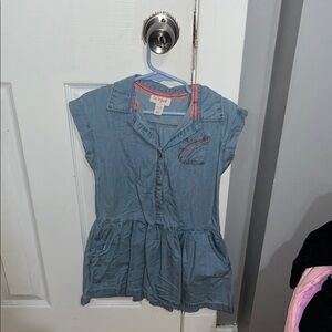 cat & jack blue embroidered dress. size youth extra small (4-5)